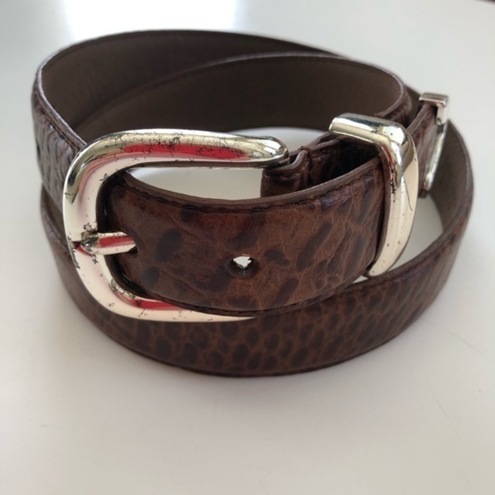 Jones New York Italian Croc Embossed Calf Skin Brown Leather Belt Medium